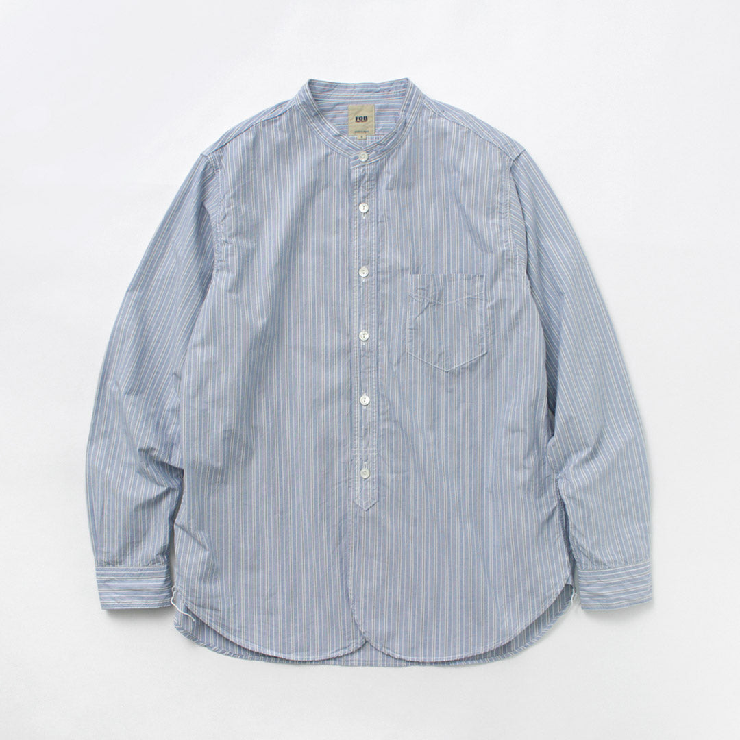 FOB FACTORY（FOBファクトリー） F3488 ストライプ バンドカラーシャツ / メンズ 長袖 タイプライター STRIPE BAND COLLAR SHIRT