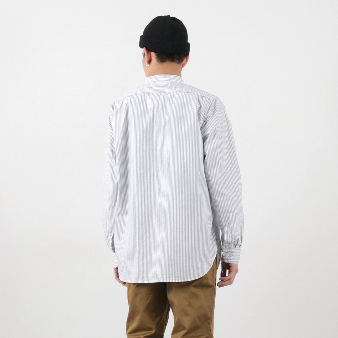 FOB FACTORY（FOBファクトリー） F3488 ストライプ バンドカラーシャツ / メンズ 長袖 タイプライター STRIPE BAND COLLAR SHIRT