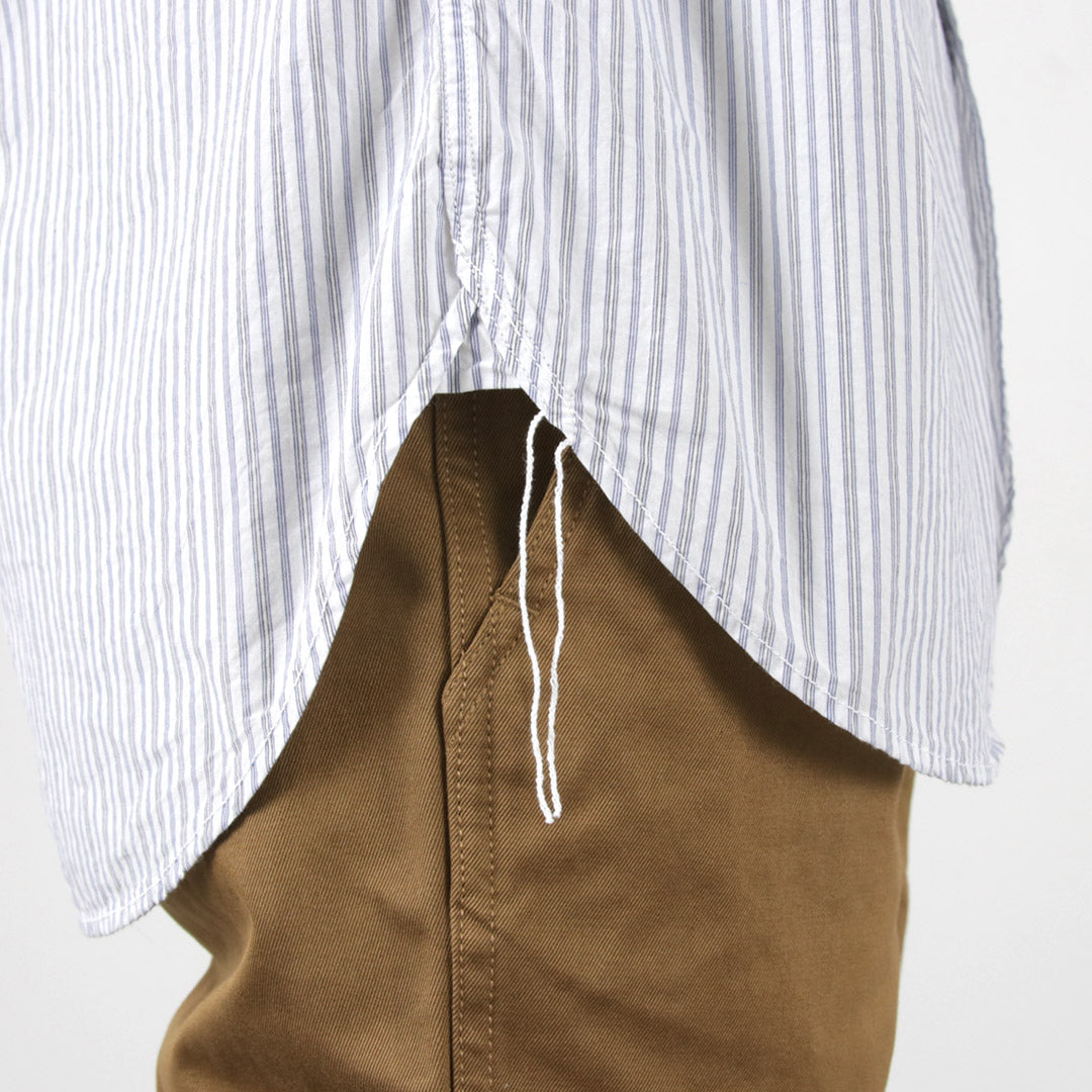 FOB FACTORY（FOBファクトリー） F3488 ストライプ バンドカラーシャツ / メンズ 長袖 タイプライター STRIPE BAND COLLAR SHIRT