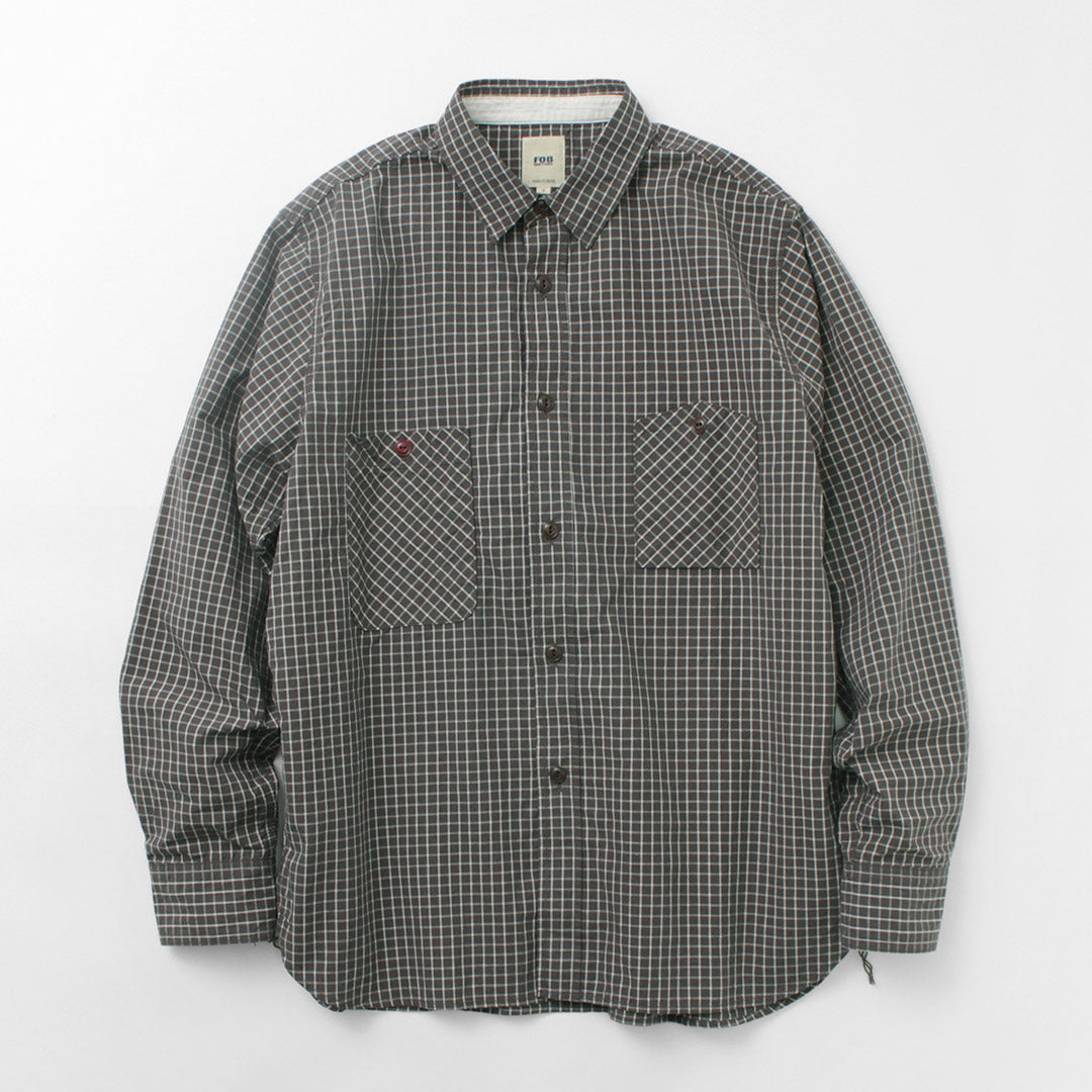 FOB FACTORY（FOBファクトリー） F3489 グラフチェック ワークシャツ メンズ ダンプ生地 綿麻 チェック柄 長袖 ヴィンテージ アメカジ 日本製 GRAPH CHECK WORK SHIRT クリスマス プレゼント ギフト