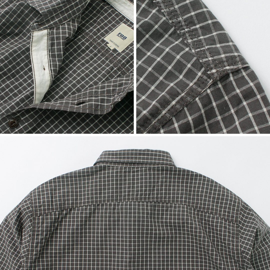 FOB FACTORY（FOBファクトリー） F3489 グラフチェック ワークシャツ メンズ ダンプ生地 綿麻 チェック柄 長袖 ヴィンテージ アメカジ 日本製 GRAPH CHECK WORK SHIRT クリスマス プレゼント ギフト