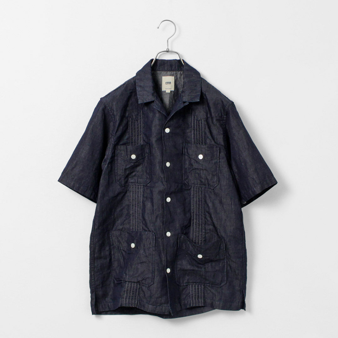 【20％OFF】FOB FACTORY（FOBファクトリー） F3491 キューバシャツ / 半袖 メンズ デニムシャツ 麻 日本製 CUBA SHIRT【セール】