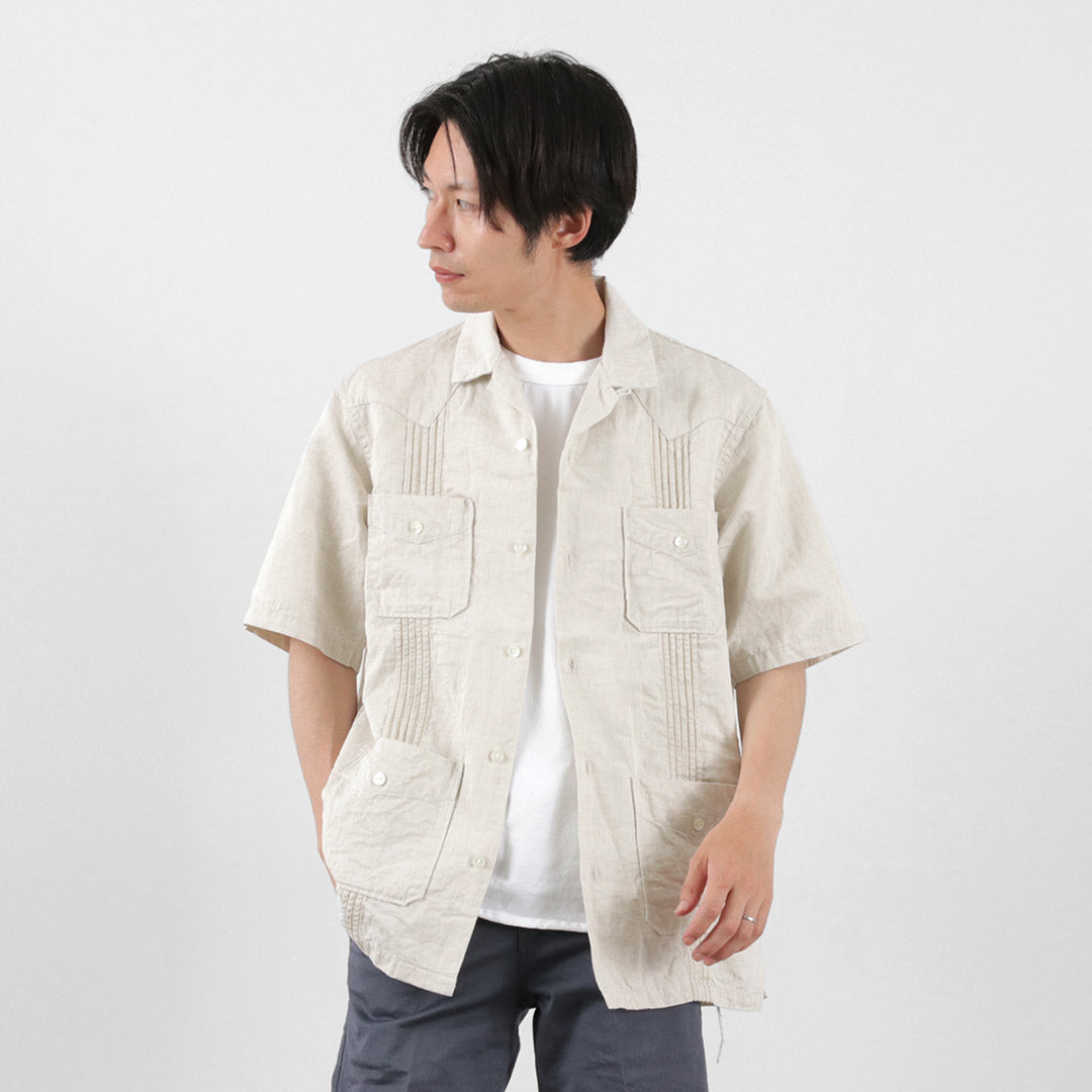 【20％OFF】FOB FACTORY（FOBファクトリー） F3491 キューバシャツ / 半袖 メンズ デニムシャツ 麻 日本製 CUBA SHIRT【セール】