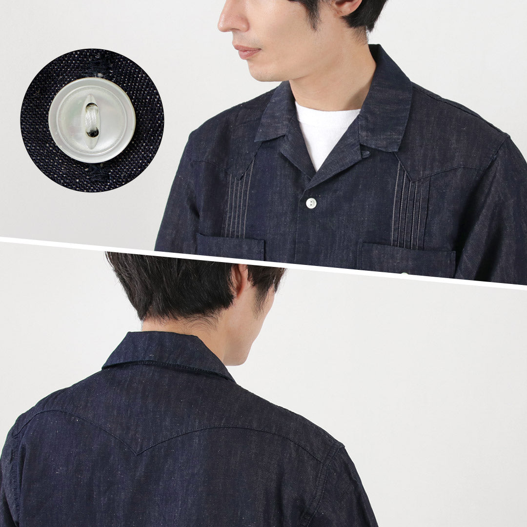 【20％OFF】FOB FACTORY（FOBファクトリー） F3491 キューバシャツ / 半袖 メンズ デニムシャツ 麻 日本製 CUBA SHIRT【セール】