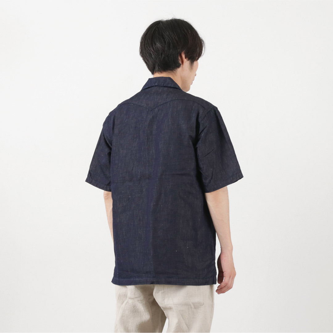 【20％OFF】FOB FACTORY（FOBファクトリー） F3491 キューバシャツ / 半袖 メンズ デニムシャツ 麻 日本製 CUBA SHIRT【セール】