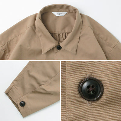 FUJITO（フジト） シャツ コート / メンズ ステンカラー バルカラー ドロップショルダー オーバーシルエット T/Cツイル 無地 日本製 B/S Shirt