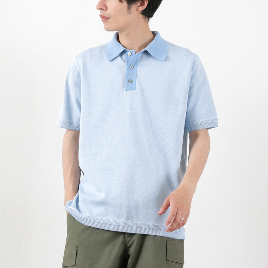 FUJITO（フジト） ニットポロ Easy / メンズ トップス ポロシャツ 半袖 ボーダー 綿 日本製 Knit Polo Easy