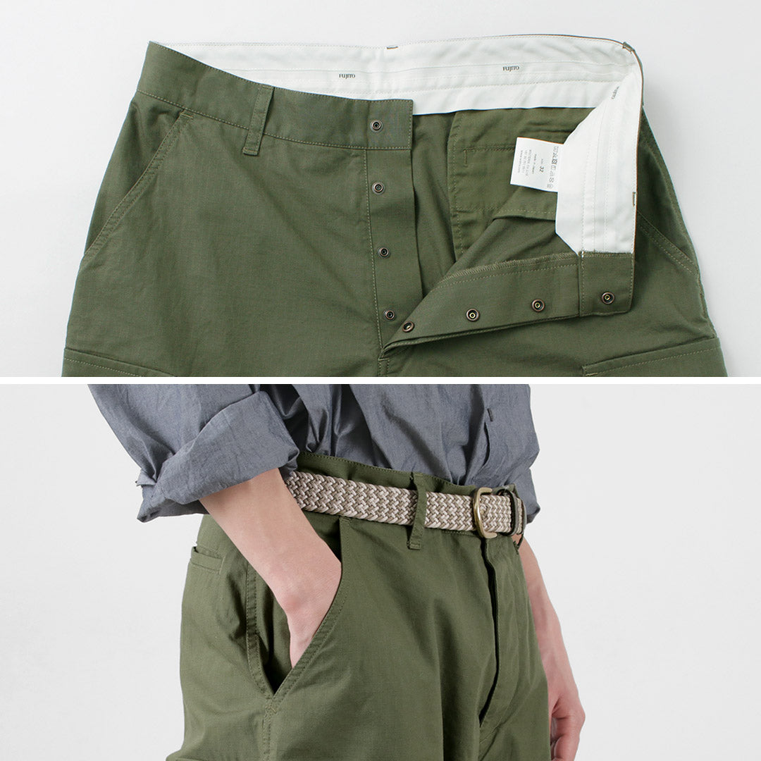 FUJITO（フジト） カーゴパンツ / メンズ 綿 コットン リップストップ ミリタリー ワイド Cargo Pants