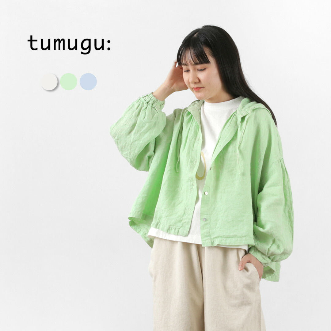 【30％OFF】TUMUGU（ツムグ） ソリトリネン フードブラウス