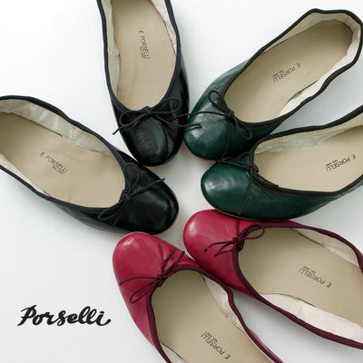 PORSELLI（ポルセリ） バレエシューズ / レディース 靴 パンプス フラットシューズ ナッパレザー イタリア製 ラウンドトゥ リボン