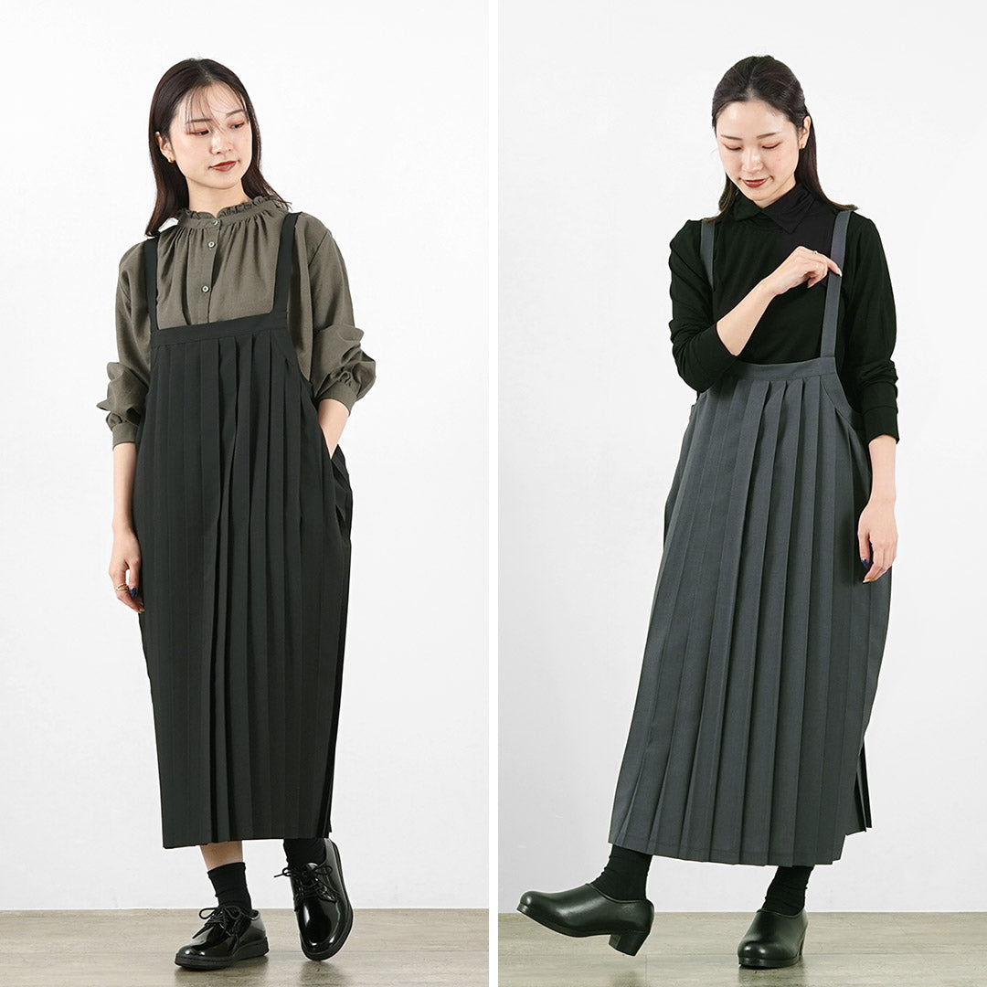MIDIUMI（ミディウミ） プリーツ サロペット レディース スカート ワンピース ロング ボトム サスペンダー 日本製 クリスマス プレゼント ギフト
