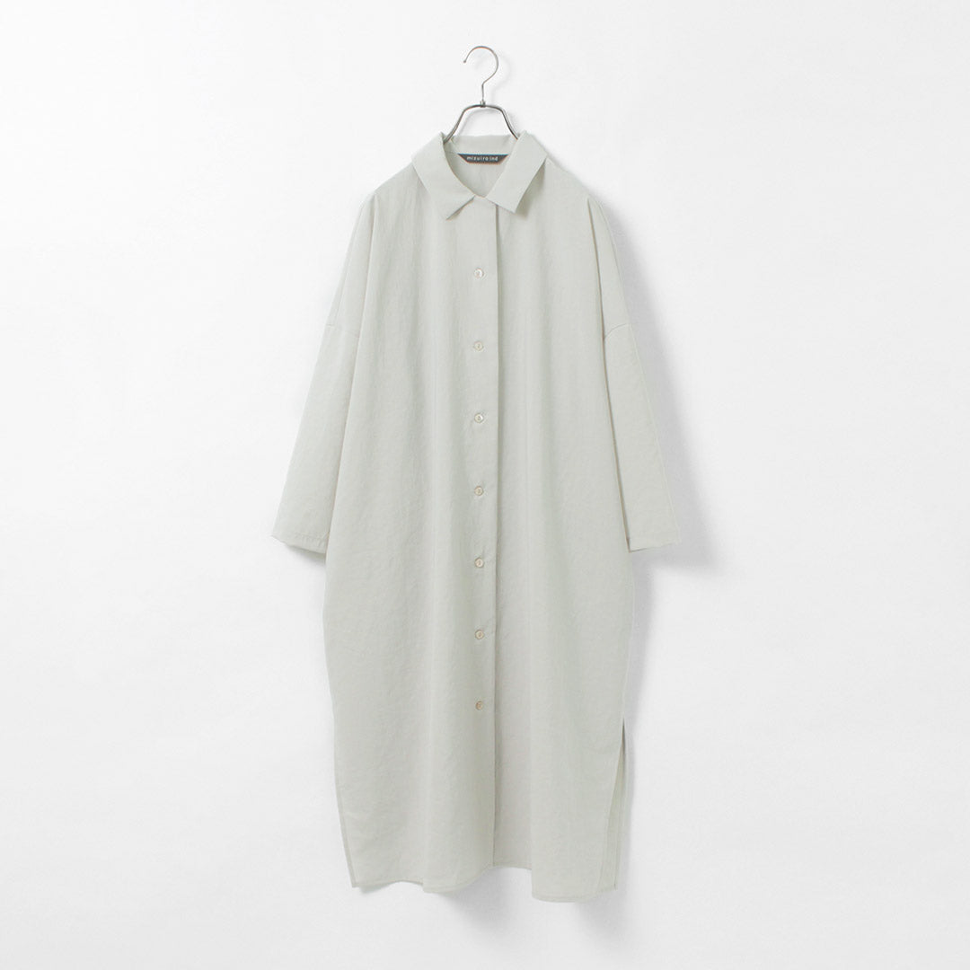 mizuiroindミズイロインド　ノーカラーロングコート　ガウン　コットン　白 30％OFF】mizuiro ind（ミズイロインド） ワイド シャツカラー コート