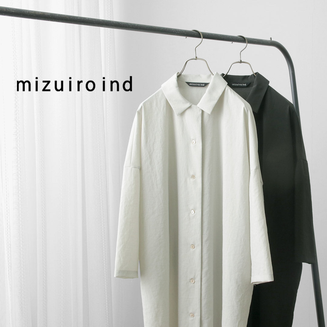 【30％OFF】mizuiro ind（ミズイロインド） ワイド シャツカラー コート / レディース アウター ライトアウター ロング ワンピース シャツワンピース 長袖【セール】