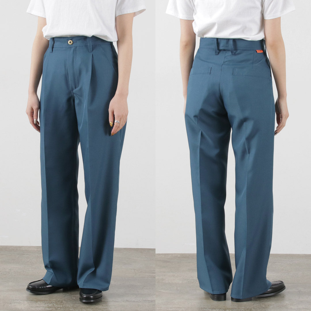 UNIVERSAL OVERALL（ユニバーサルオーバーオール） ドライツイル ワイドパンツ / レディース ロング タック 無地 ポリエステル DRY TWILL WIDE PANTS