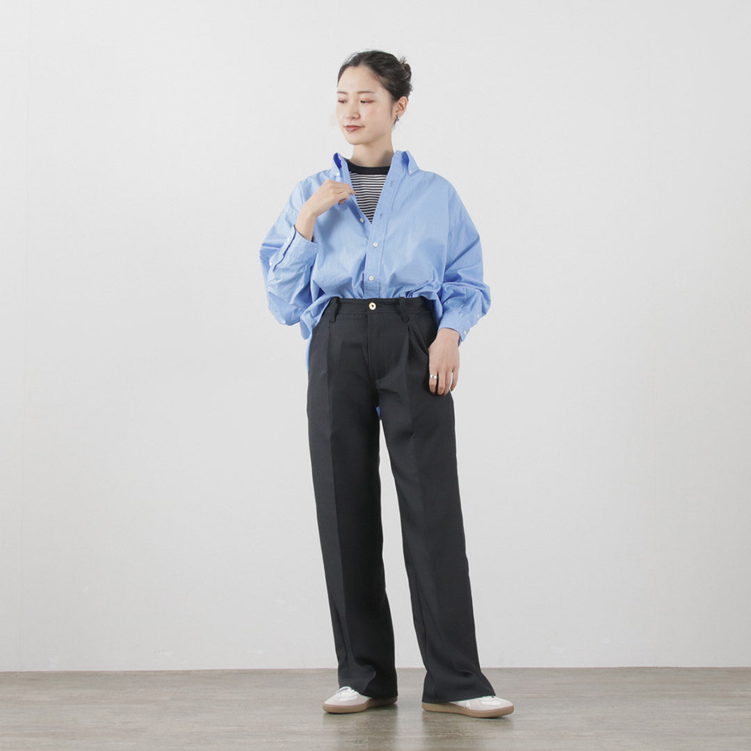 UNIVERSAL OVERALL（ユニバーサルオーバーオール） ドライツイル ワイドパンツ / レディース ロング タック 無地 ポリエステル DRY TWILL WIDE PANTS