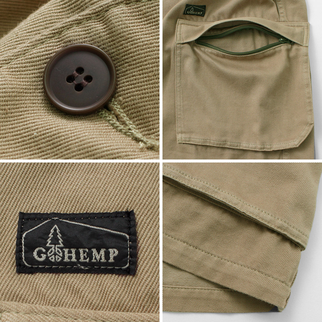 GOHEMP（ゴーヘンプ） グリーン ロッジ ジャケット ヘンプコットン リサイクルポリエステルクロス / メンズ 吸湿 吸水 速乾 ノーカラー カーディガン ライトアウター 綿 GREEN LODGE JACKET H/CRe-Pet CLOTH