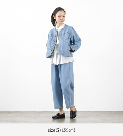 KELEN（ケレン） BRET デザイン デニムジャケット / レディース Gジャン ライトアウター ノーカラー ショート丈 長袖 BRET Design Denim Jacket liou クリスマス プレゼント ギフト