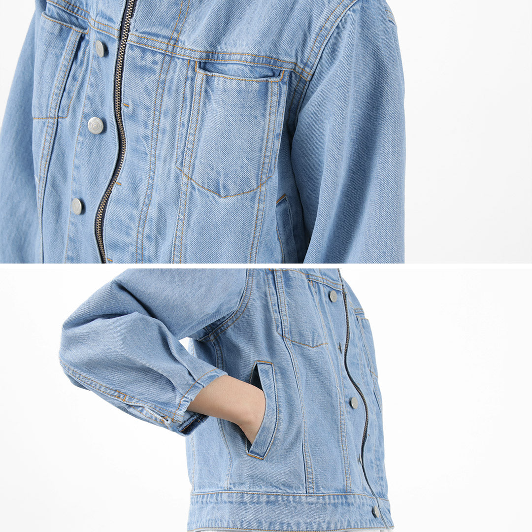 KELEN（ケレン） BRET デザイン デニムジャケット / レディース Gジャン ライトアウター ノーカラー ショート丈 長袖 BRET Design Denim Jacket liou クリスマス プレゼント ギフト