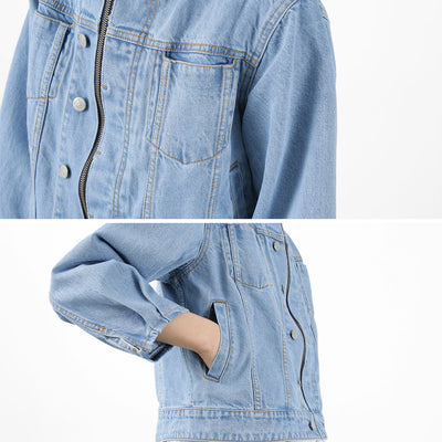 KELEN（ケレン） BRET デザイン デニムジャケット / レディース Gジャン ライトアウター ノーカラー ショート丈 長袖 BRET Design Denim Jacket liou クリスマス プレゼント ギフト