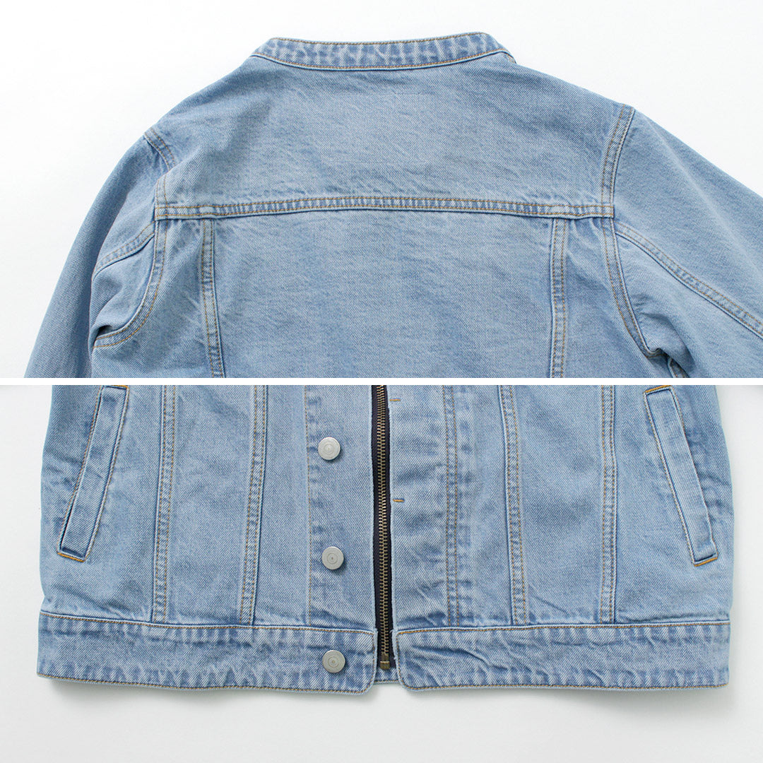 KELEN（ケレン） BRET デザイン デニムジャケット / レディース Gジャン ライトアウター ノーカラー ショート丈 長袖 BRET Design Denim Jacket liou クリスマス プレゼント ギフト