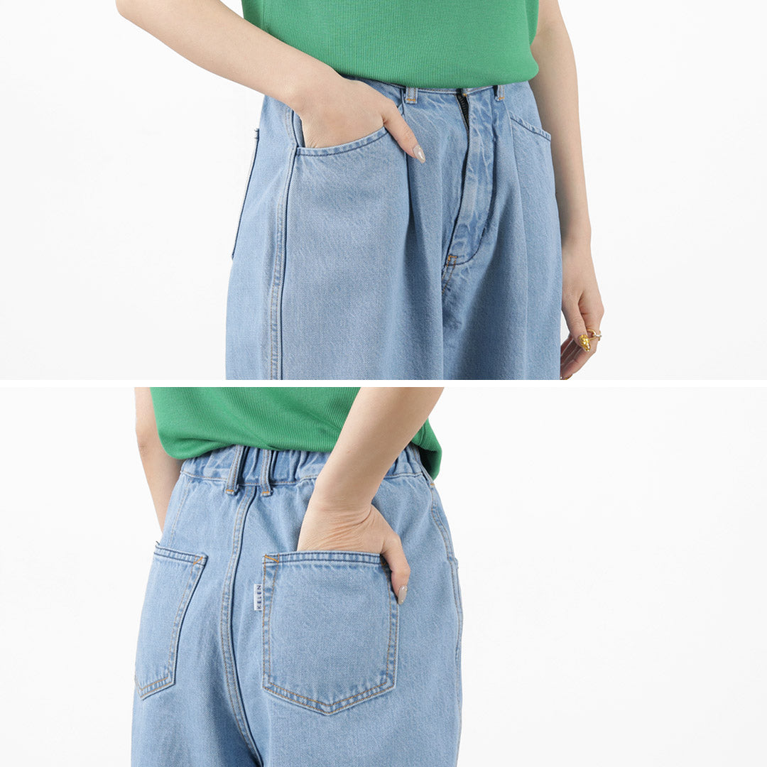 【30％OFF】KELEN（ケレン） CHIKO コクーンデニム / レディース ジーンズ ボトムス ワイドパンツ 9分丈 ウエストゴム CHIKO Cocoon Denim【セール】