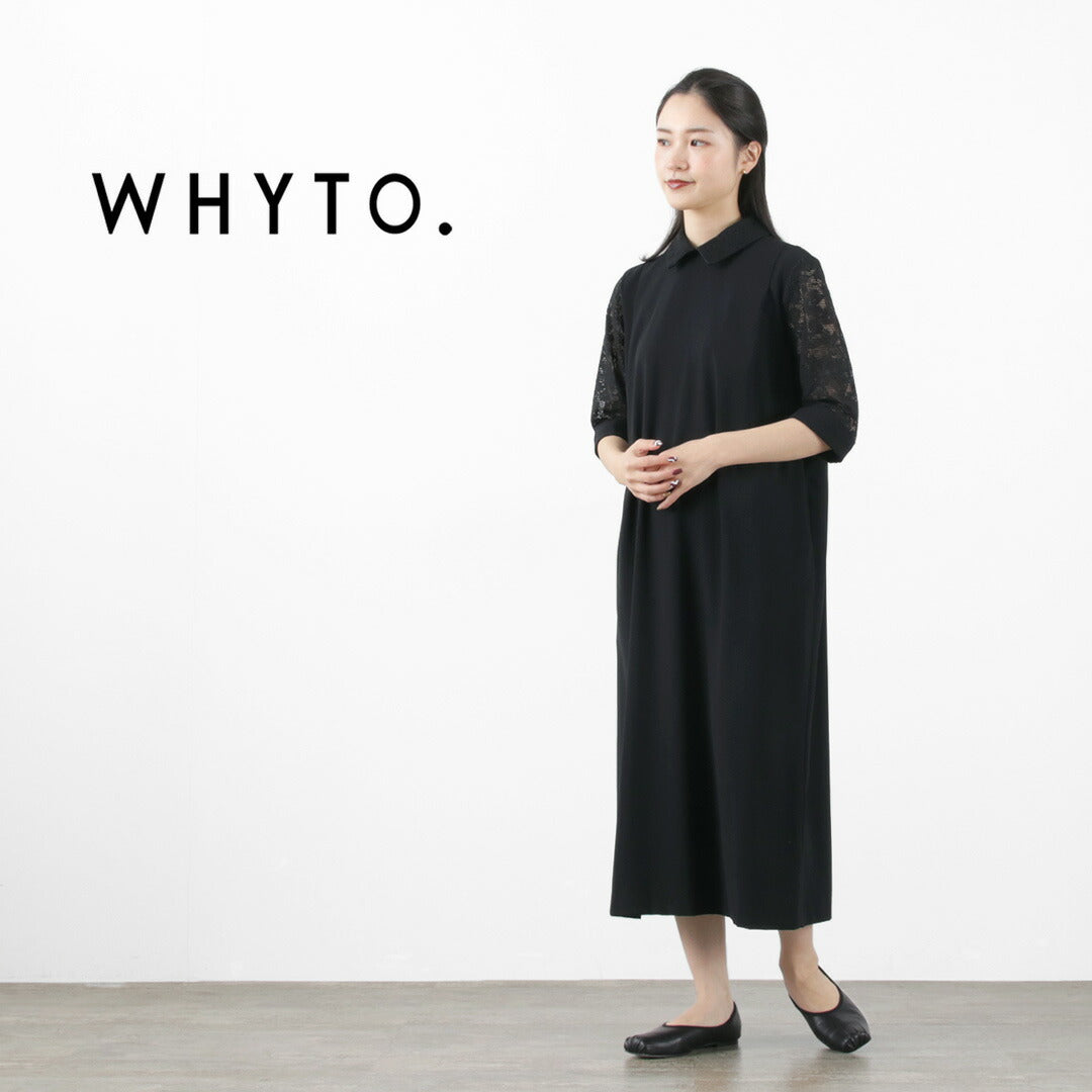 【20％OFF】WHYTO.（ホワイト） スリーブ レースカラー ドレス