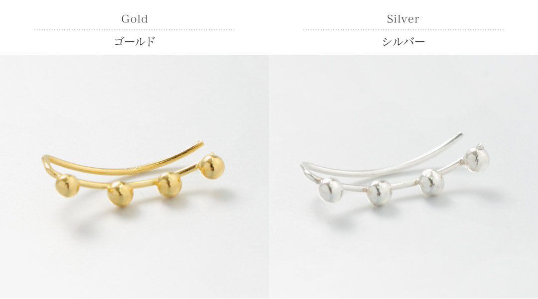 【期間限定20％OFF】aura（オーラ） スモールボール ライン カフ レディース イヤーカフ 片耳 ピアス Small ball line cuff