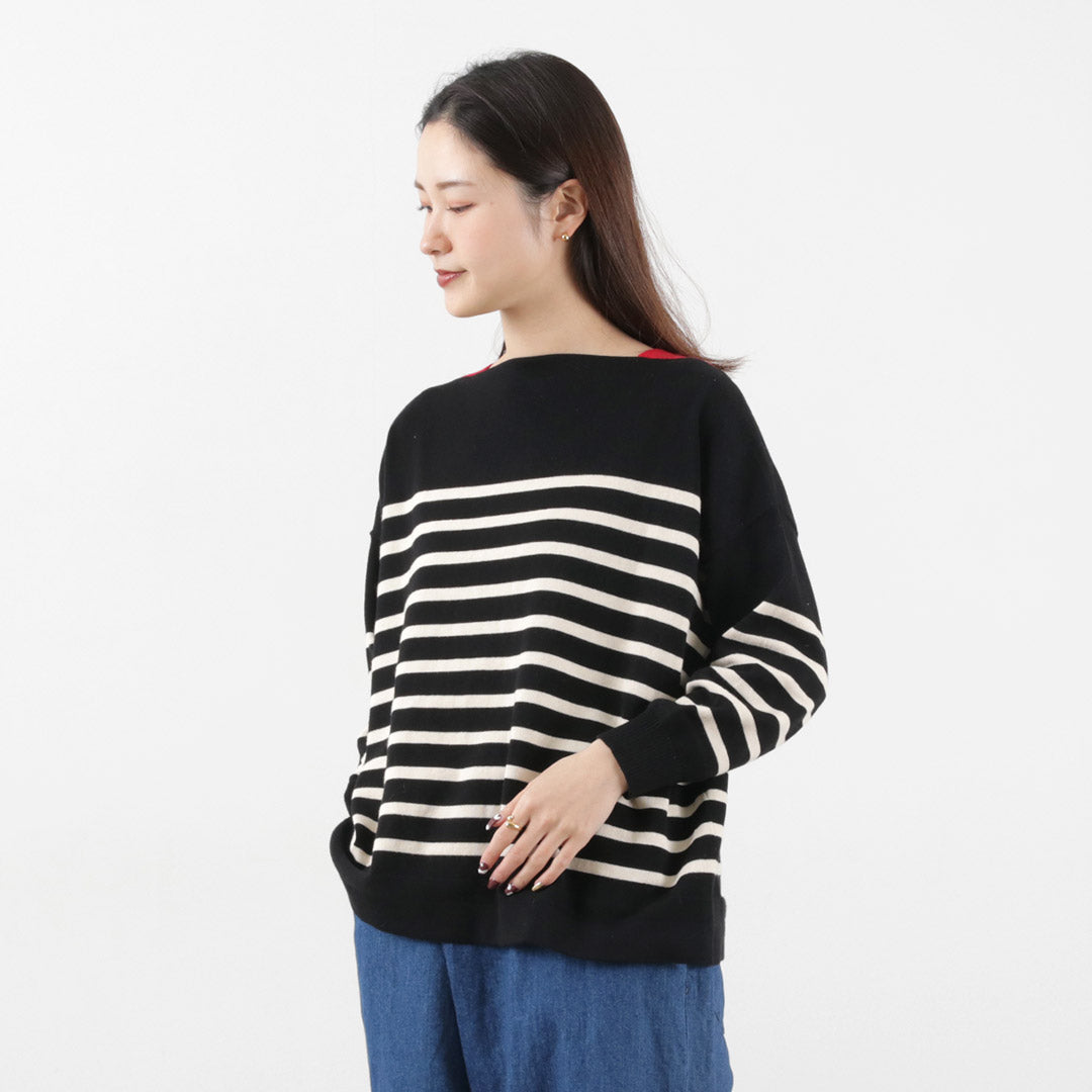 【まとめ買いで最大30％OFFクーポン】【50％OFF】MAO MADE（マオメイド） やわらかコットン 配色ガゼット シリーズ / レディース トップス ニット プルオーバー 綿【セール】 クリスマス プレゼント ギフト