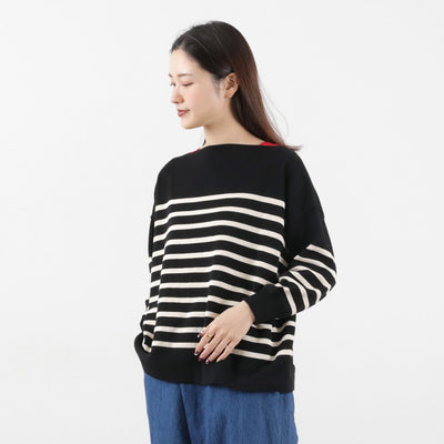 【まとめ買いで最大30％OFFクーポン】【50％OFF】MAO MADE（マオメイド） やわらかコットン 配色ガゼット シリーズ / レディース トップス ニット プルオーバー 綿【セール】 クリスマス プレゼント ギフト