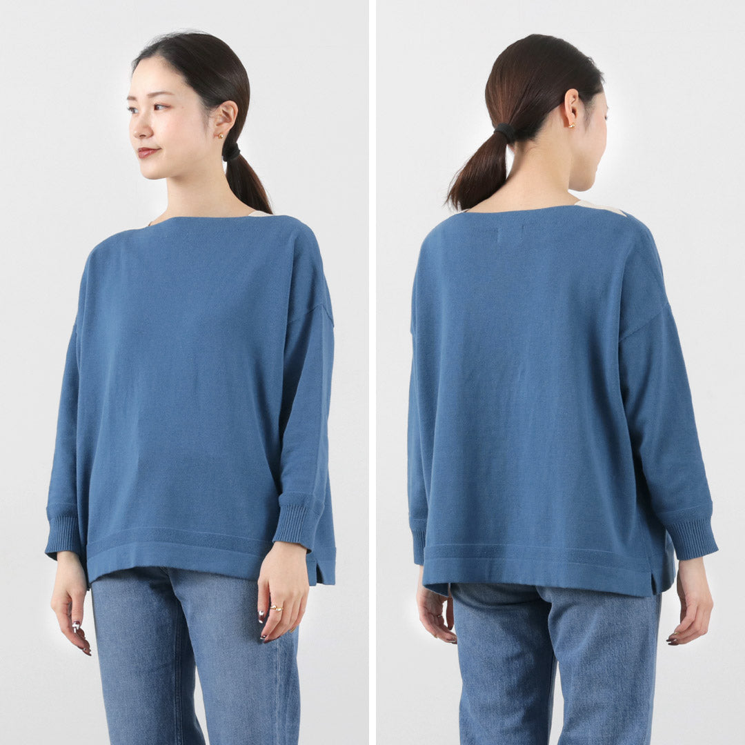 【まとめ買いで最大30％OFFクーポン】【50％OFF】MAO MADE（マオメイド） やわらかコットン 配色ガゼット シリーズ / レディース トップス ニット プルオーバー 綿【セール】 クリスマス プレゼント ギフト