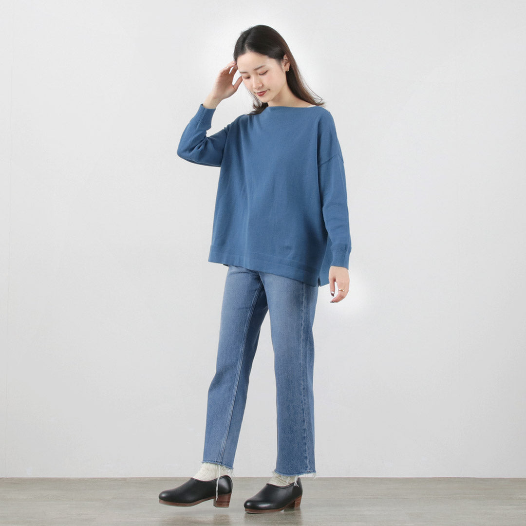 【まとめ買いで最大30％OFFクーポン】【50％OFF】MAO MADE（マオメイド） やわらかコットン 配色ガゼット シリーズ / レディース トップス ニット プルオーバー 綿【セール】 クリスマス プレゼント ギフト