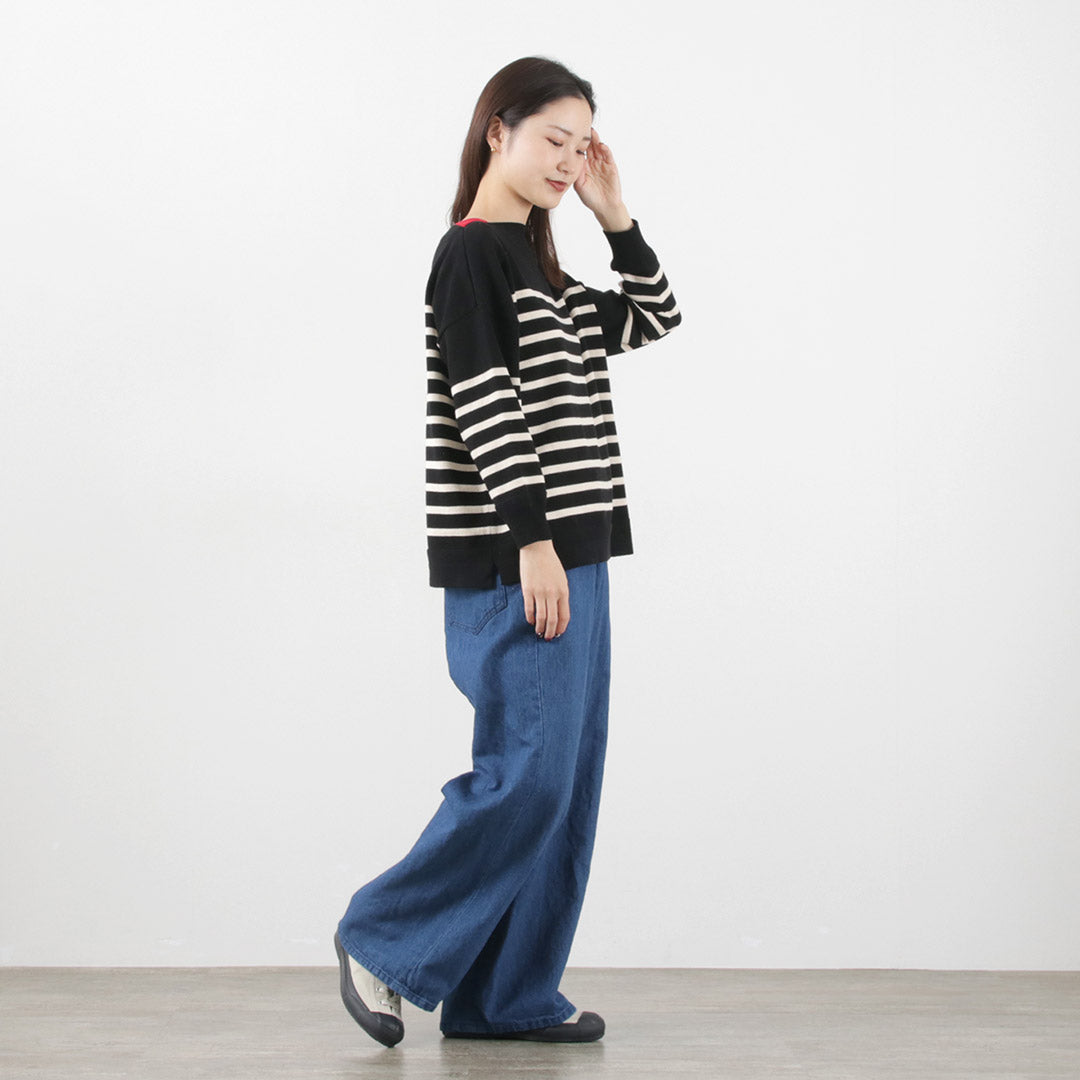 【まとめ買いで最大30％OFFクーポン】【50％OFF】MAO MADE（マオメイド） やわらかコットン 配色ガゼット シリーズ / レディース トップス ニット プルオーバー 綿【セール】 クリスマス プレゼント ギフト