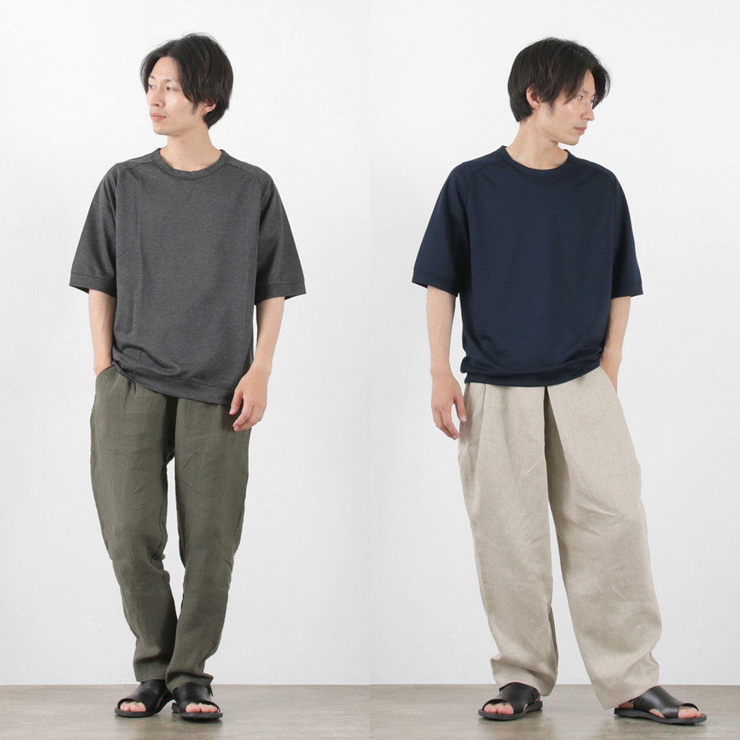 RE MADE IN TOKYO JAPAN（アールイーメイドイントウキョウジャパン） ビスコースニット ワイドTシャツ / メンズ 半袖 5分袖 日本製 Viscose Knit Wide T-shirt