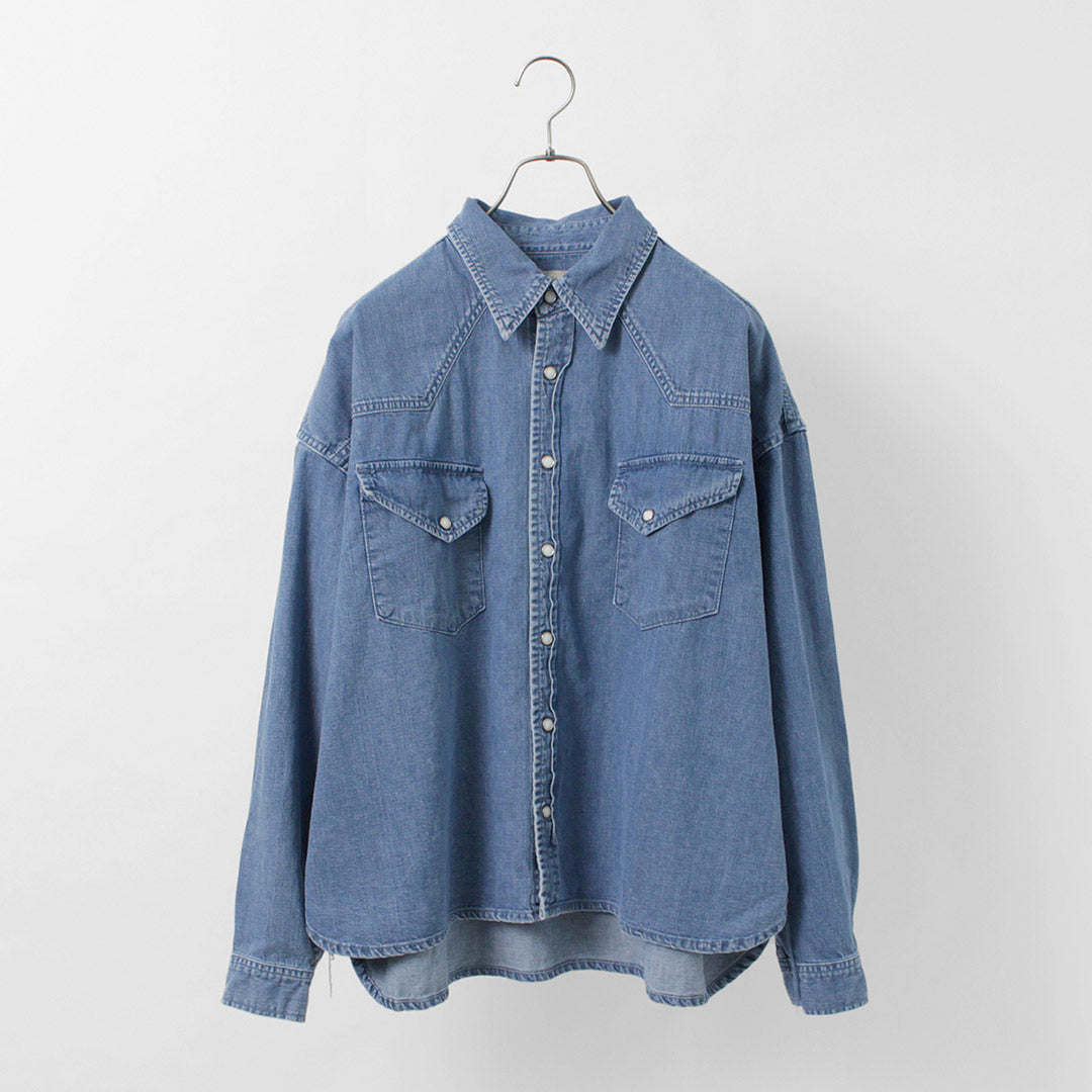 REMI RELIEF（レミレリーフ） SHORT DENIM WESTERN SHIRT / ショート デニム ウエスタンシャツ 長袖 メンズ レディース ビンテージ 日本製