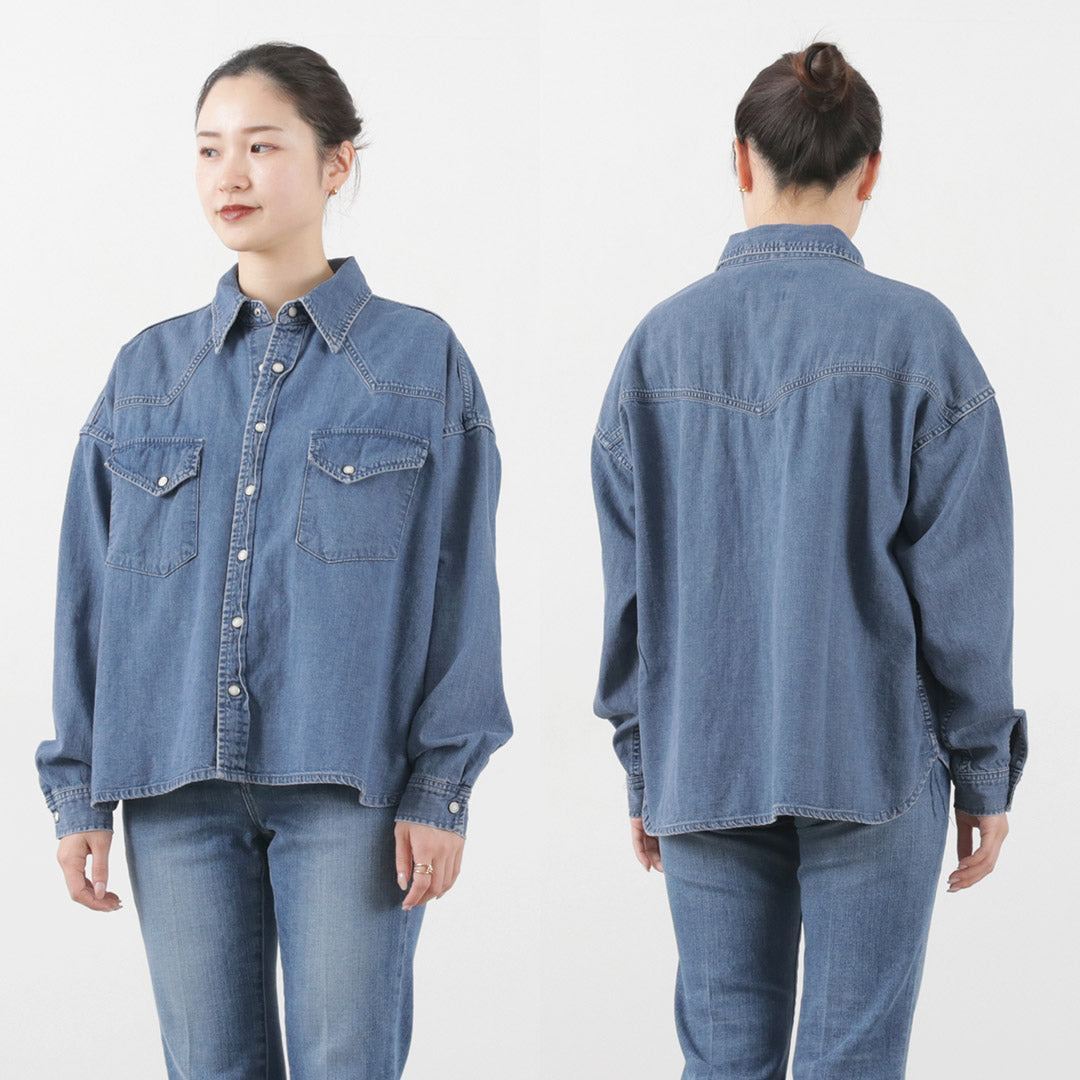 REMI RELIEF（レミレリーフ） SHORT DENIM WESTERN SHIRT / ショート デニム ウエスタンシャツ 長袖 メンズ レディース ビンテージ 日本製