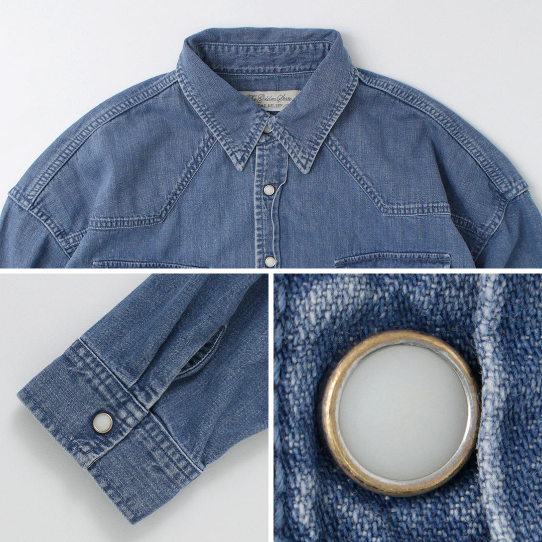 REMI RELIEF（レミレリーフ） SHORT DENIM WESTERN SHIRT / ショート デニム ウエスタンシャツ 長袖 メンズ レディース ビンテージ 日本製