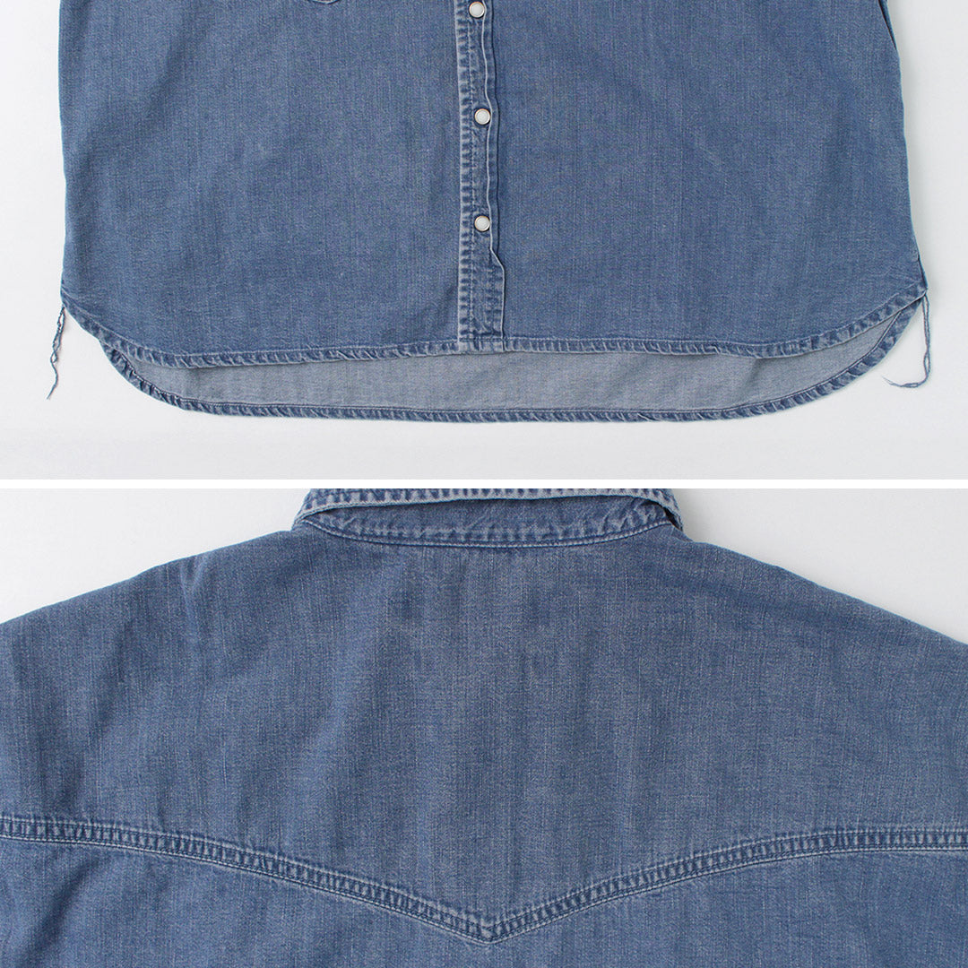 REMI RELIEF（レミレリーフ） SHORT DENIM WESTERN SHIRT / ショート デニム ウエスタンシャツ 長袖 メンズ レディース ビンテージ 日本製