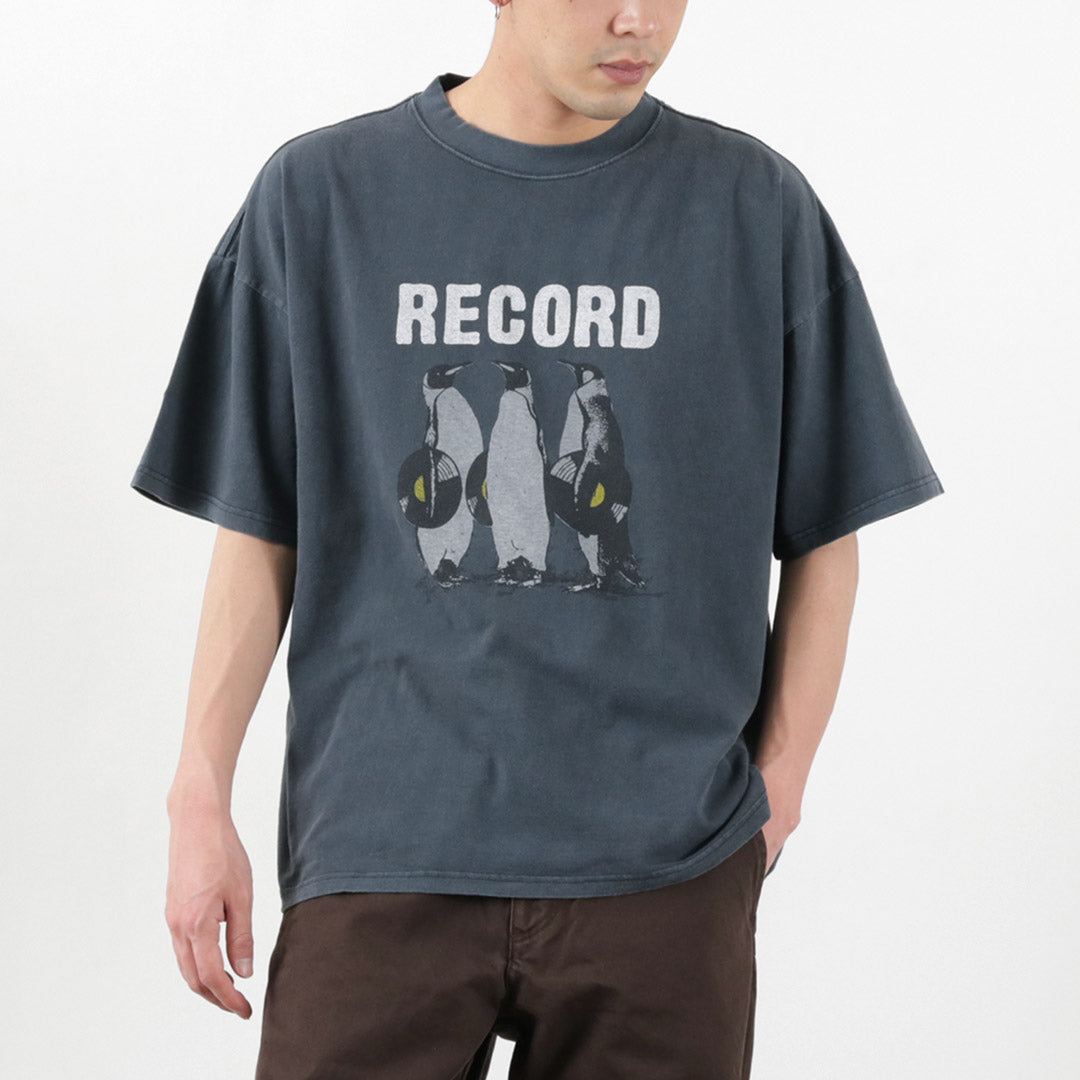 REMI RELIEF（レミレリーフ） HARD SP加工 20/-天竺BIGサイズT（RECORD） / Tシャツ メンズ レディース 半袖  プリント 日本製