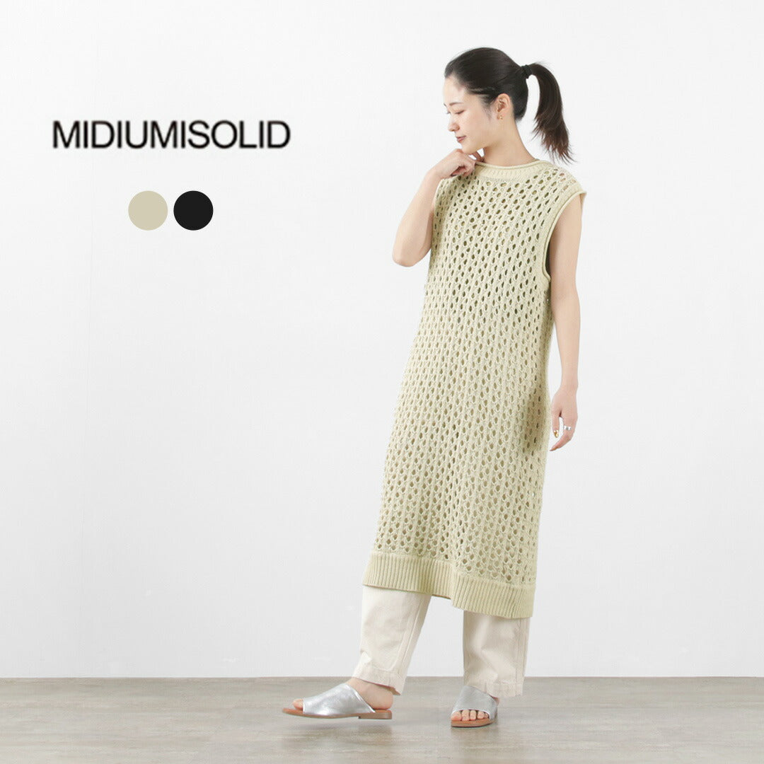 【30％OFF】MIDIUMISOLID（ミディウミソリッド） メッシュ ノースリーブワンピース