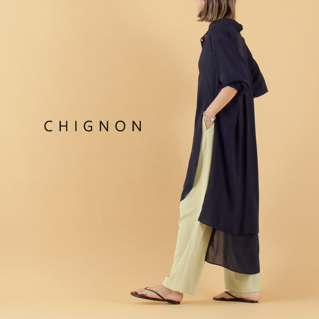 CHIGNON（シニヨン） シアーロングシャツOP / レディース ワンピース シャツワンピース ロング 長袖 羽織 シースルー Sheer L/Shirt OP