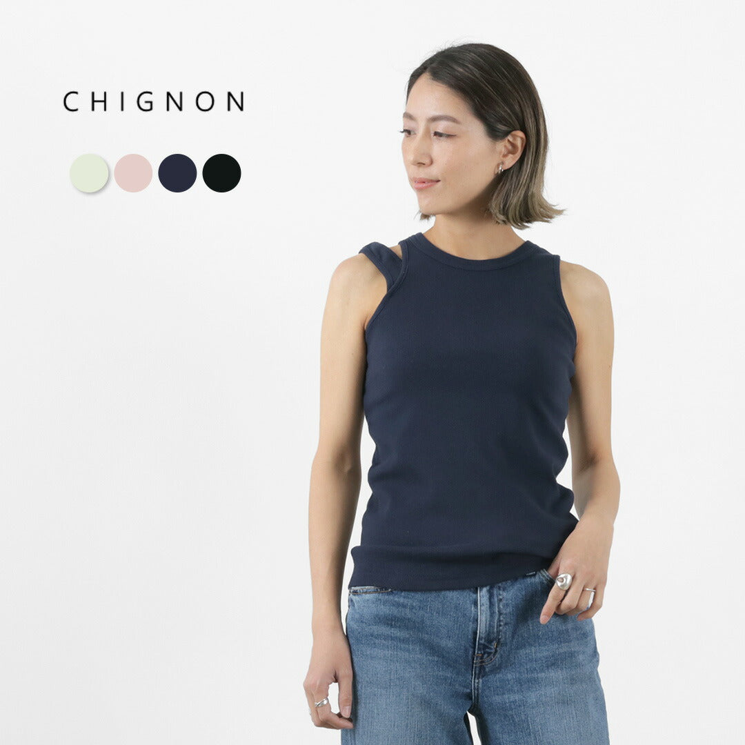 【30％OFF】CHIGNON（シニヨン） アシメスリットタンク