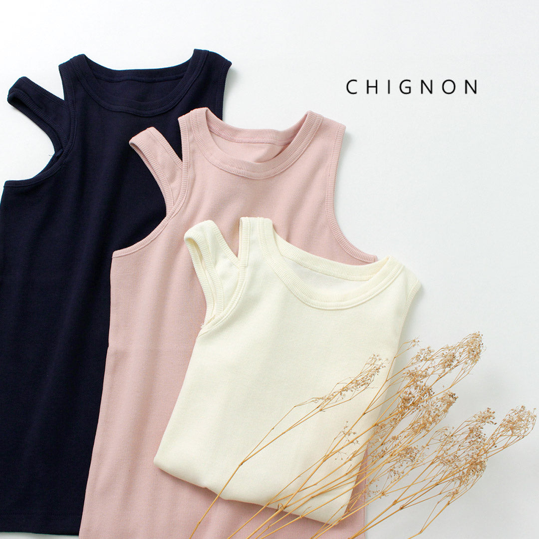 CHIGNON（シニヨン） アシメスリットタンク / レディース トップス タンクトップ ノースリーブ アシンメトリー Asymmetry Slit Tank