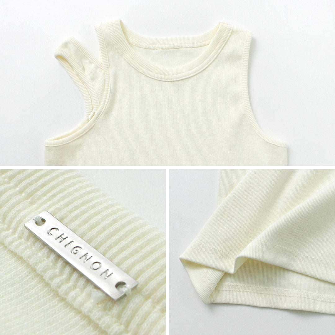 CHIGNON（シニヨン） アシメスリットタンク / レディース トップス タンクトップ ノースリーブ アシンメトリー Asymmetry Slit Tank