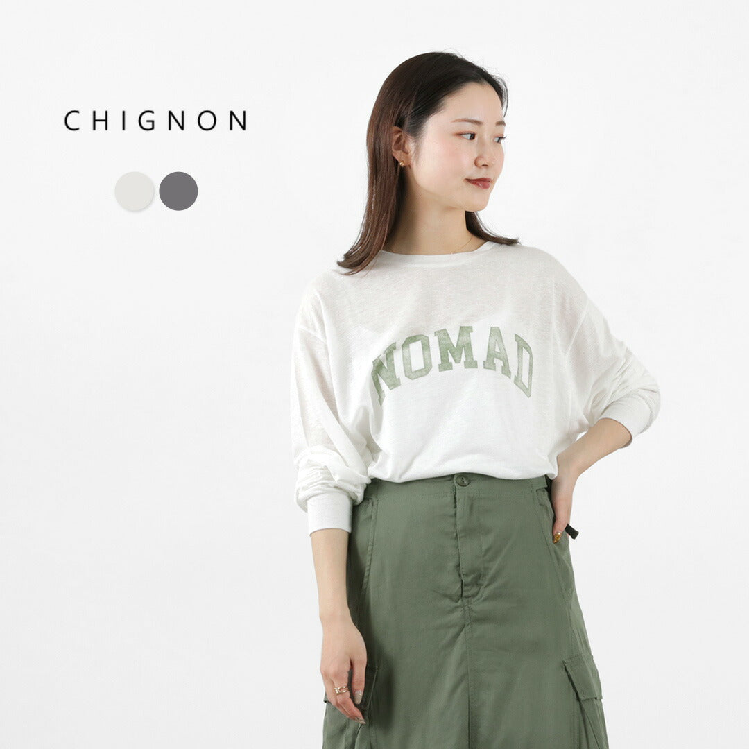 【30％OFF】CHIGNON（シニヨン） シアーカスレカレッジロゴロンTee