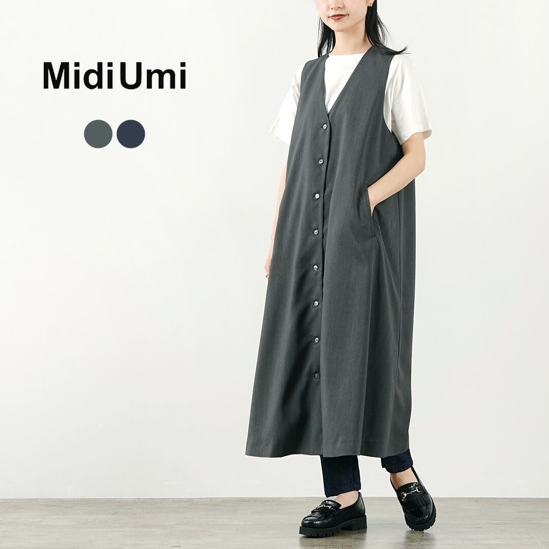 【30％OFF】MIDIUMI（ミディウミ） Vネックロングジレ ワンピース