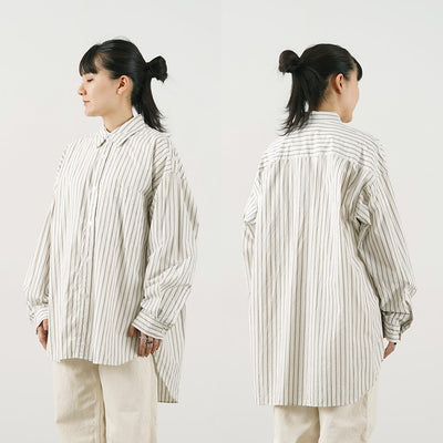MIDIUMI（ミディウミ） レギュラービッグシャツ / レディース トップス 長袖 チュニック ストライプ 羽織 綿 コットン Regular Big Shirt
