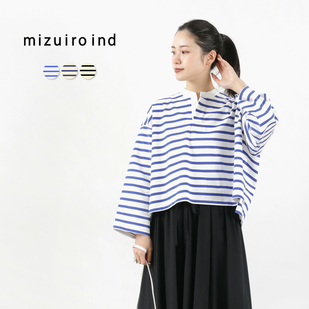 【30％OFF】mizuiro ind（ミズイロインド） BDショート ラグビーシャツ