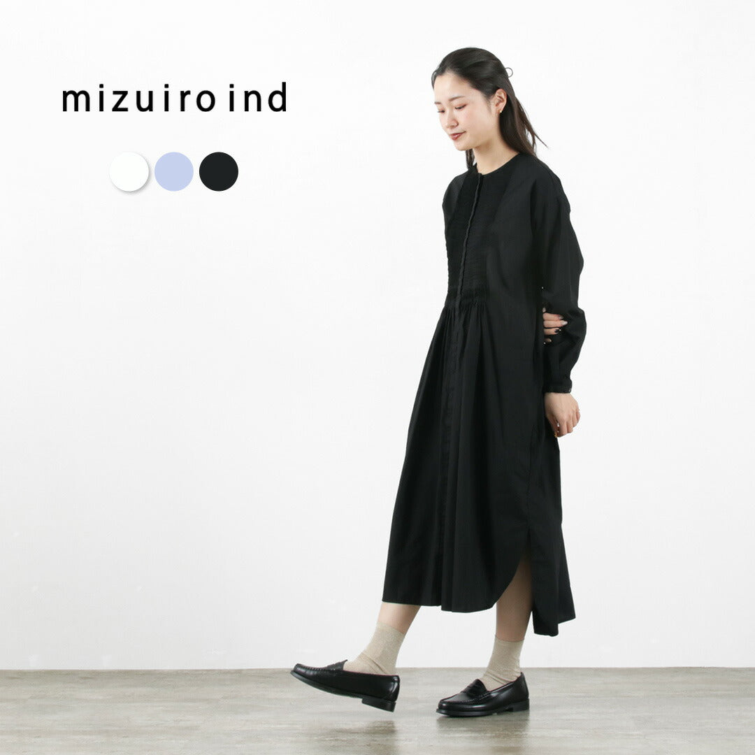 【30％OFF】mizuiro ind（ミズイロインド） ピンタック ロングOP