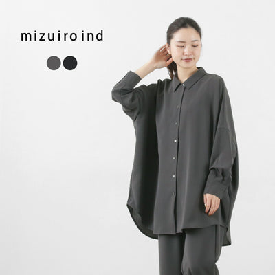 mizuiro ind（ミズイロインド） ワイドシャツ チュニック / レディース 長袖 ゆったり ツイルジョーゼット ポリエステル Wide Shirt Tunic