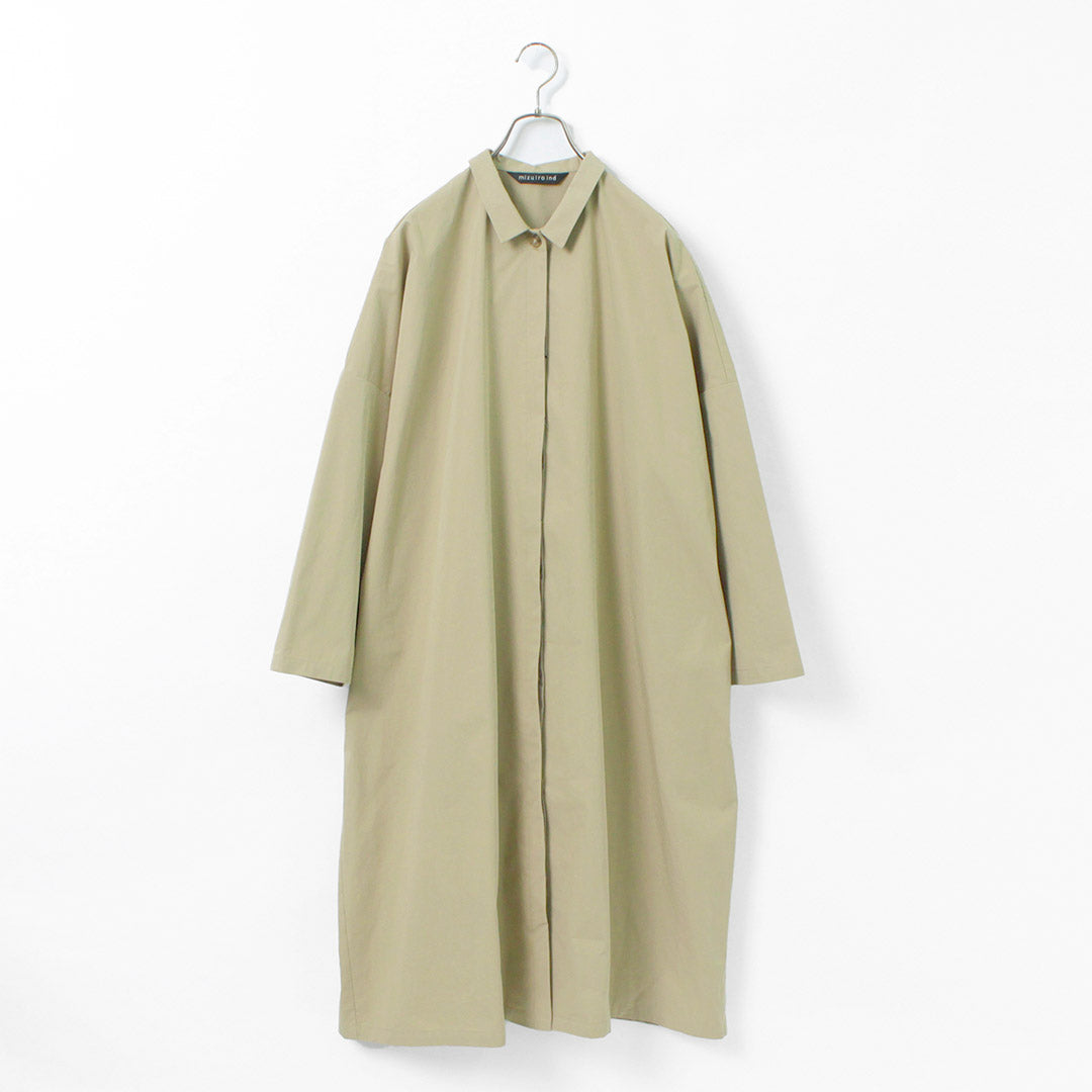 MIZUIRO IND（ミズイロインド） シャツライク コート / レディース ライトアウター ロング丈 長袖 Shirt Like Coat liou クリスマス プレゼント ギフト